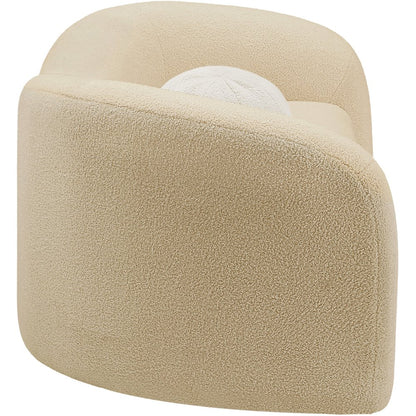 Kali Beige Faux Shearling Teddy Fabric Loveseat