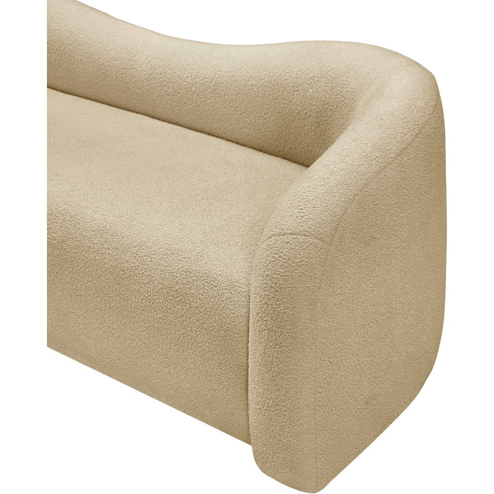 Kali Beige Faux Shearling Teddy Fabric Loveseat