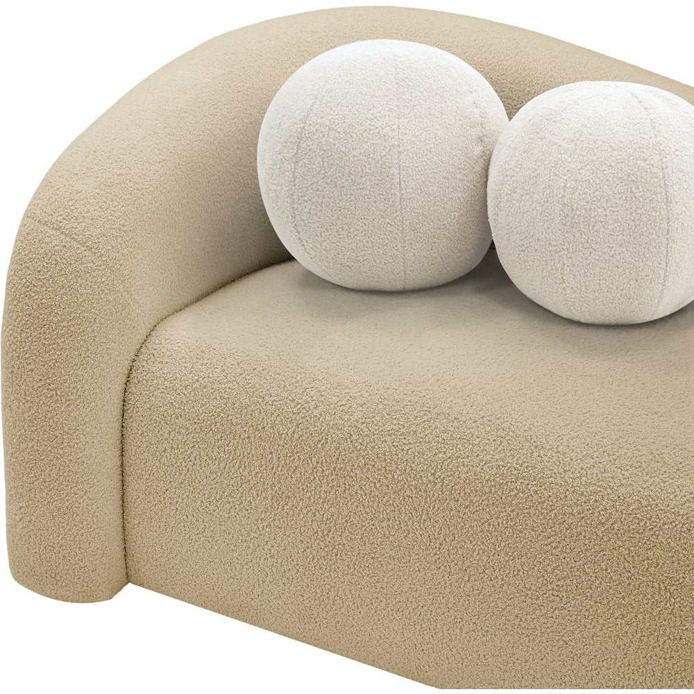 Kali Beige Faux Shearling Teddy Fabric Loveseat