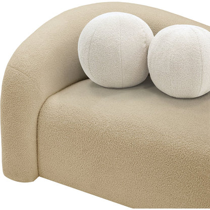 Kali Beige Faux Shearling Teddy Fabric Loveseat