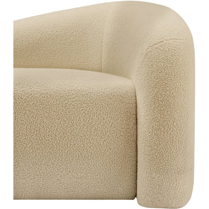 Kali Beige Faux Shearling Teddy Fabric Loveseat