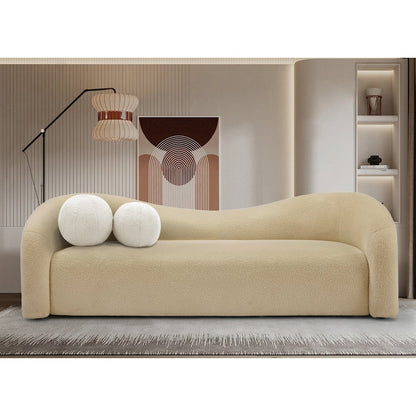 Kali Beige Faux Shearling Teddy Fabric Sofa