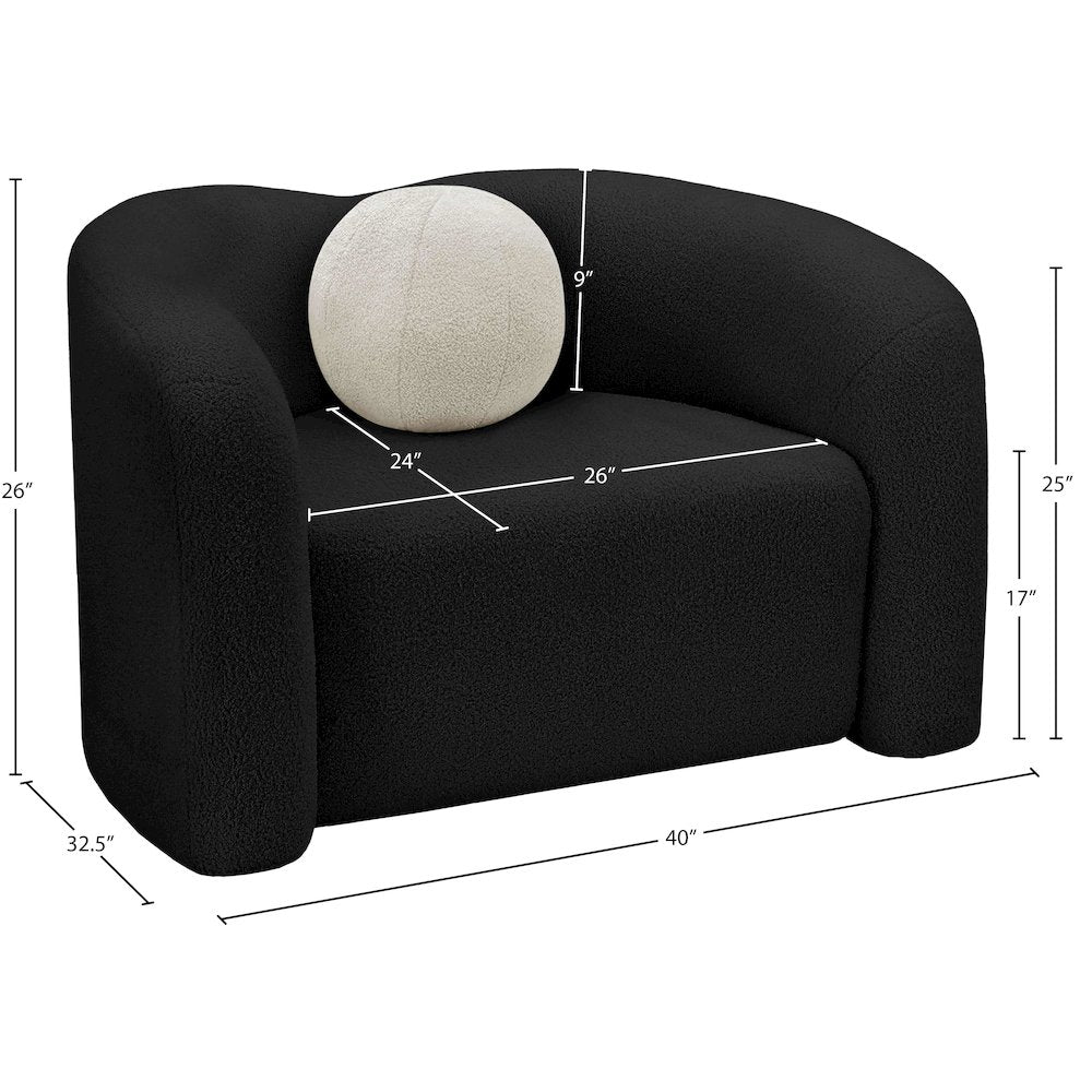 Kali Black Faux Shearling Teddy Fabric Chair