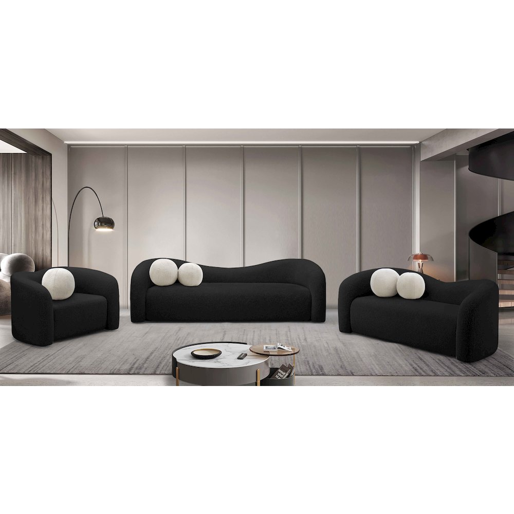 Kali Black Faux Shearling Teddy Fabric Chair