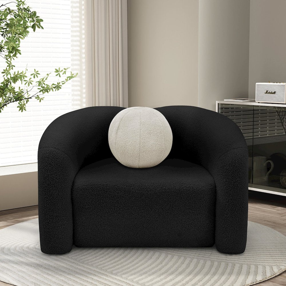 Kali Black Faux Shearling Teddy Fabric Chair