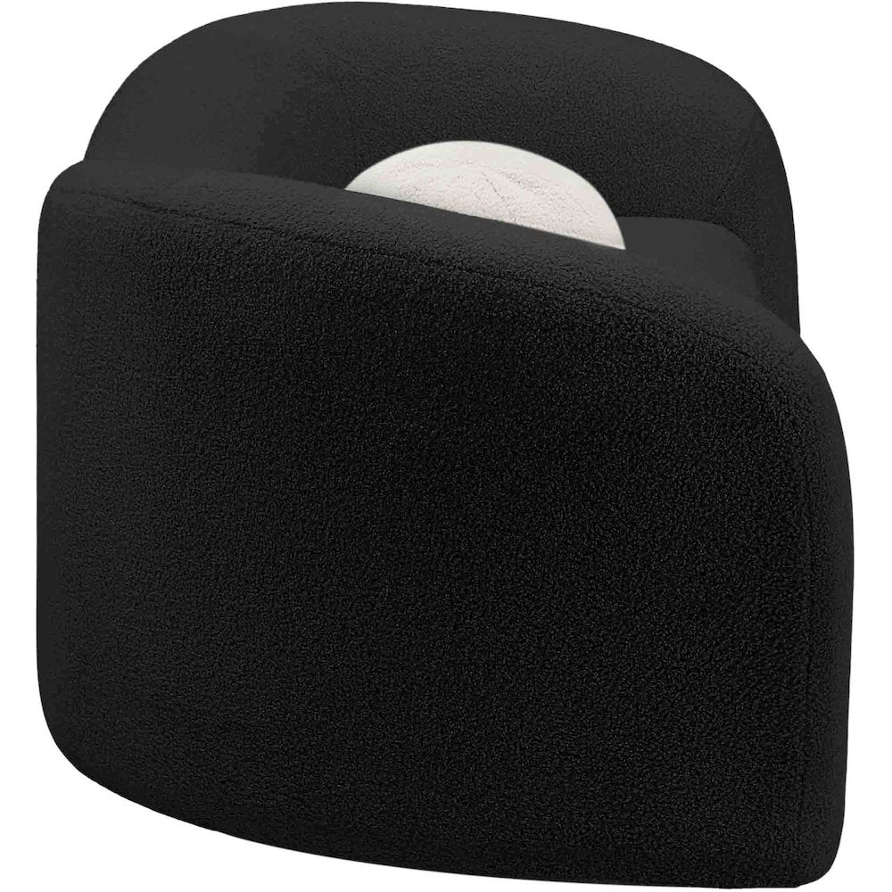 Kali Black Faux Shearling Teddy Fabric Loveseat