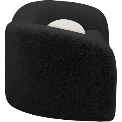 Kali Black Faux Shearling Teddy Fabric Loveseat