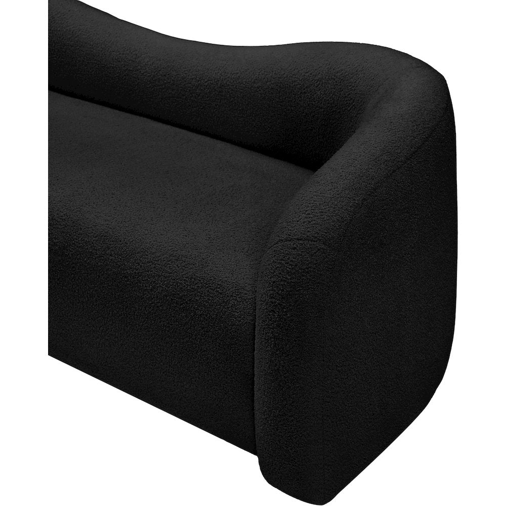 Kali Black Faux Shearling Teddy Fabric Loveseat