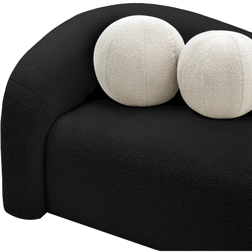 Kali Black Faux Shearling Teddy Fabric Loveseat