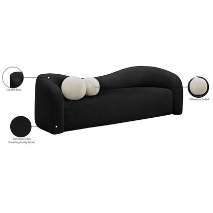 Kali Black Faux Shearling Teddy Fabric Sofa