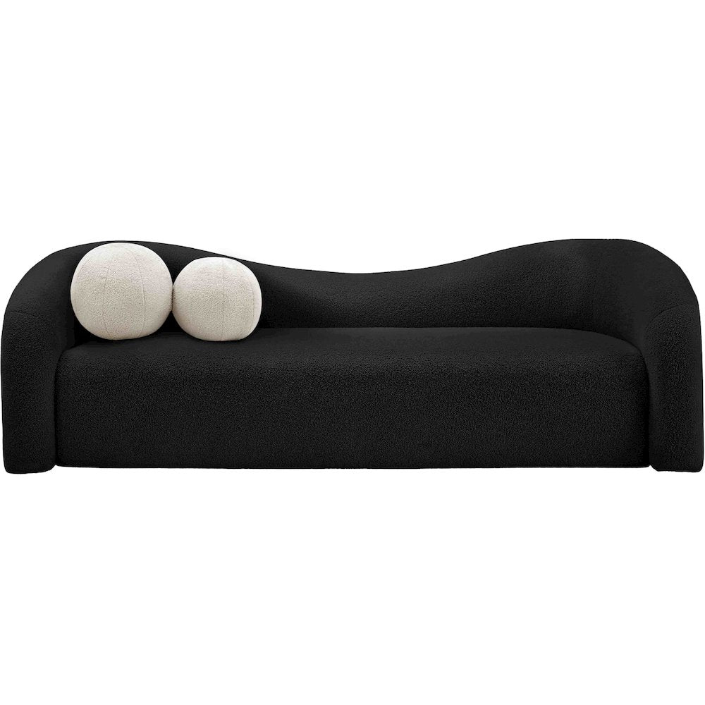 Kali Black Faux Shearling Teddy Fabric Sofa