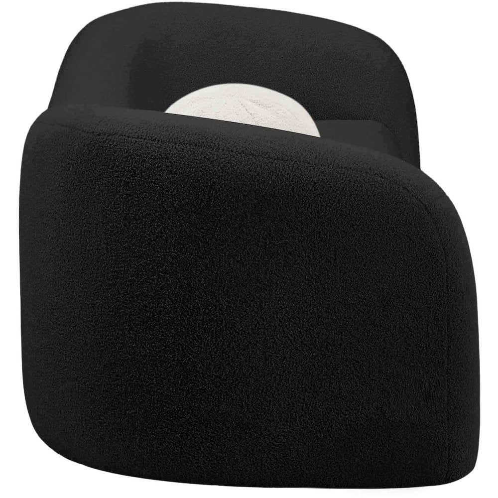 Kali Black Faux Shearling Teddy Fabric Sofa