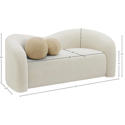 Kali Cream Faux Shearling Teddy Fabric Loveseat
