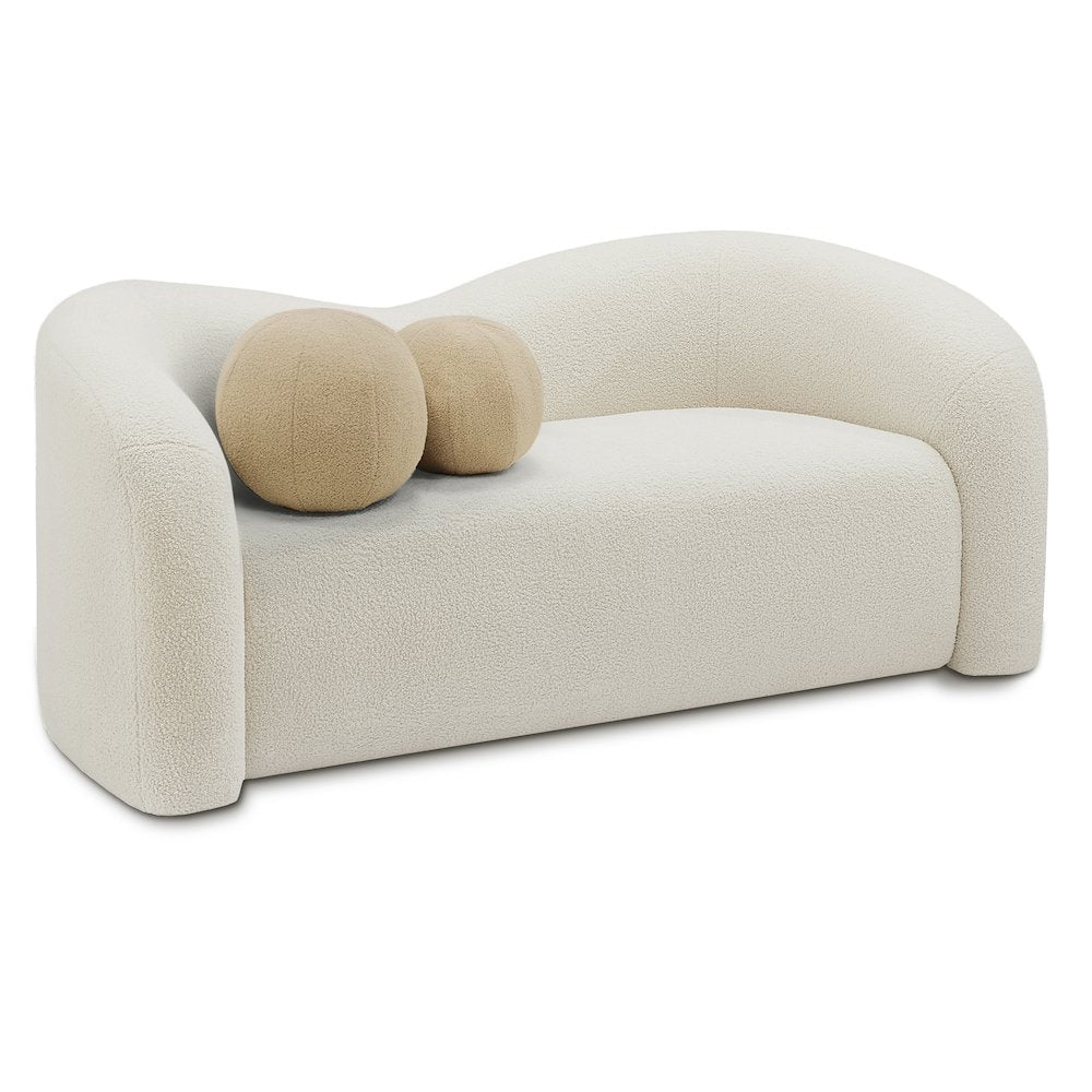 Kali Cream Faux Shearling Teddy Fabric Loveseat