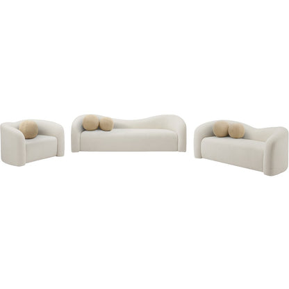 Kali Cream Faux Shearling Teddy Fabric Loveseat