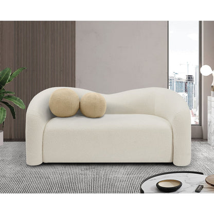 Kali Cream Faux Shearling Teddy Fabric Loveseat