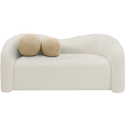 Kali Cream Faux Shearling Teddy Fabric Loveseat