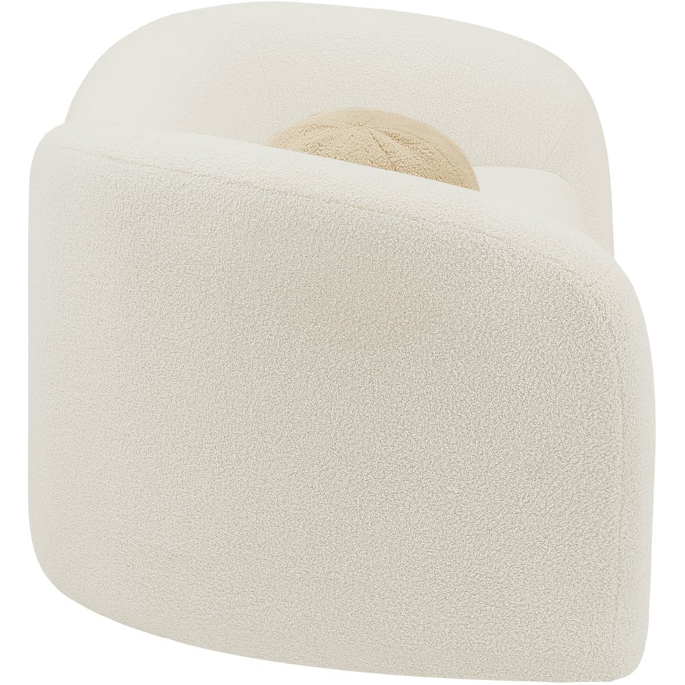 Kali Cream Faux Shearling Teddy Fabric Loveseat