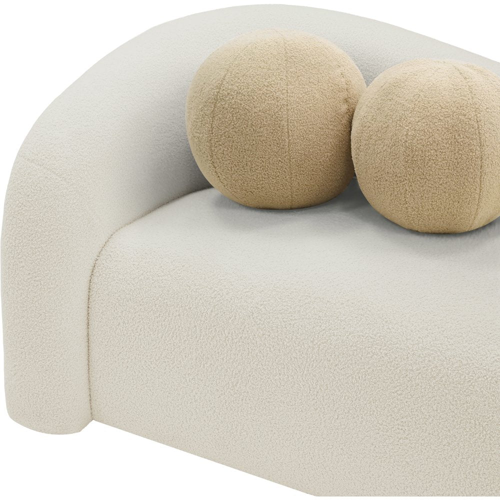 Kali Cream Faux Shearling Teddy Fabric Loveseat