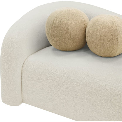 Kali Cream Faux Shearling Teddy Fabric Loveseat