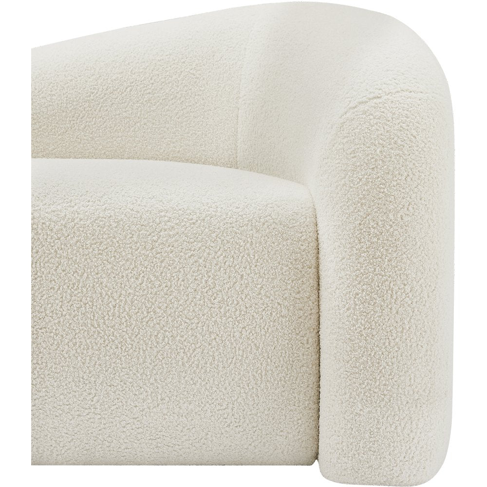 Kali Cream Faux Shearling Teddy Fabric Loveseat