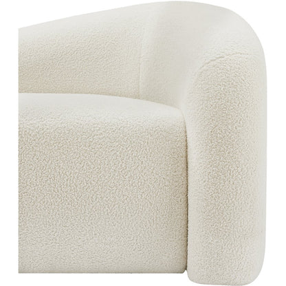 Kali Cream Faux Shearling Teddy Fabric Loveseat