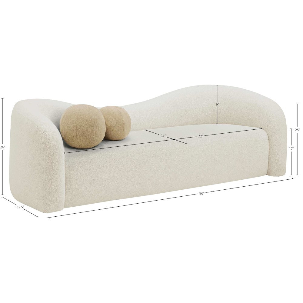 Kali Cream Faux Shearling Teddy Fabric Sofa