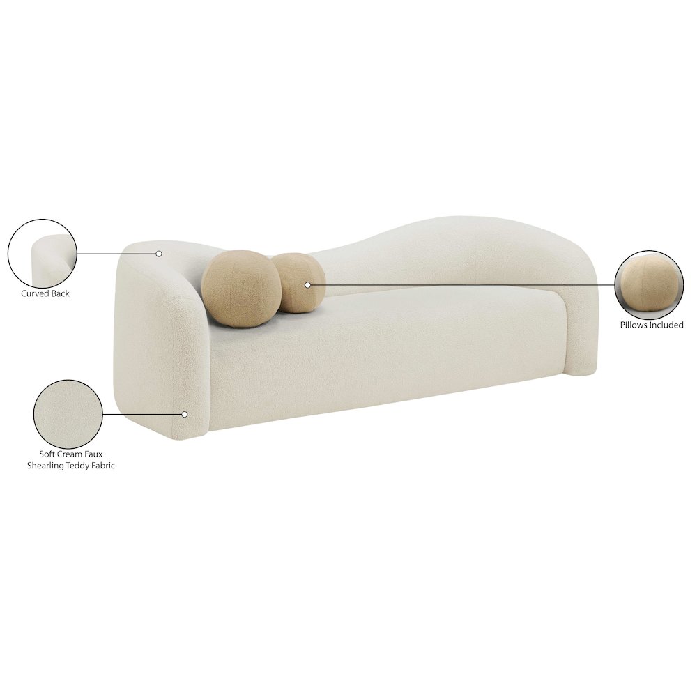 Kali Cream Faux Shearling Teddy Fabric Sofa