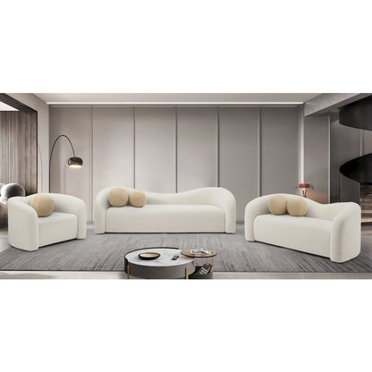 Kali Cream Faux Shearling Teddy Fabric Sofa