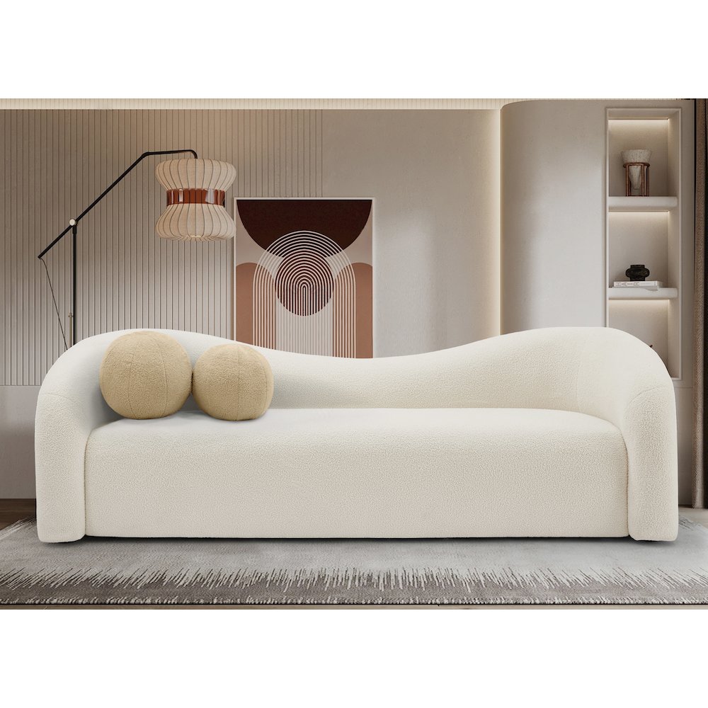 Kali Cream Faux Shearling Teddy Fabric Sofa