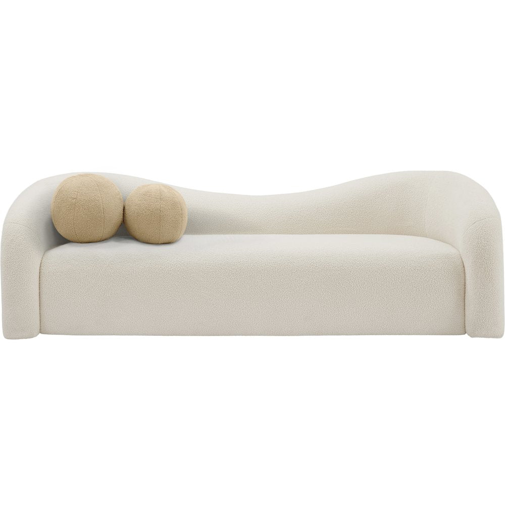 Kali Cream Faux Shearling Teddy Fabric Sofa