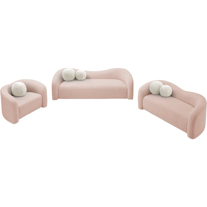 Kali Pink Faux Shearling Teddy Fabric Loveseat