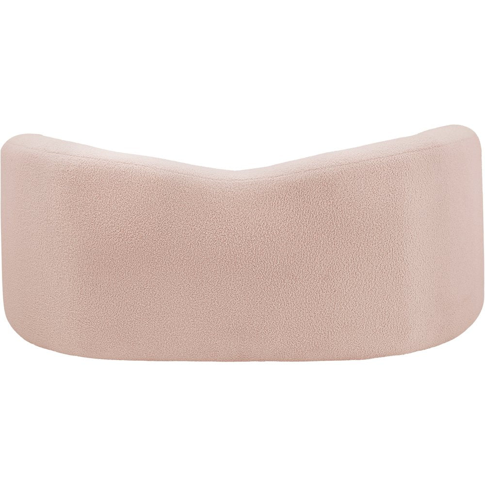 Kali Pink Faux Shearling Teddy Fabric Loveseat