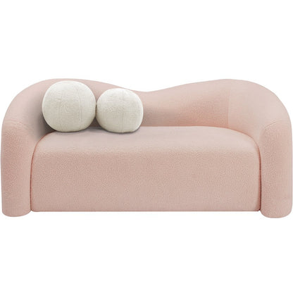 Kali Pink Faux Shearling Teddy Fabric Loveseat