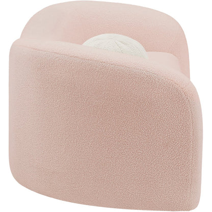 Kali Pink Faux Shearling Teddy Fabric Loveseat