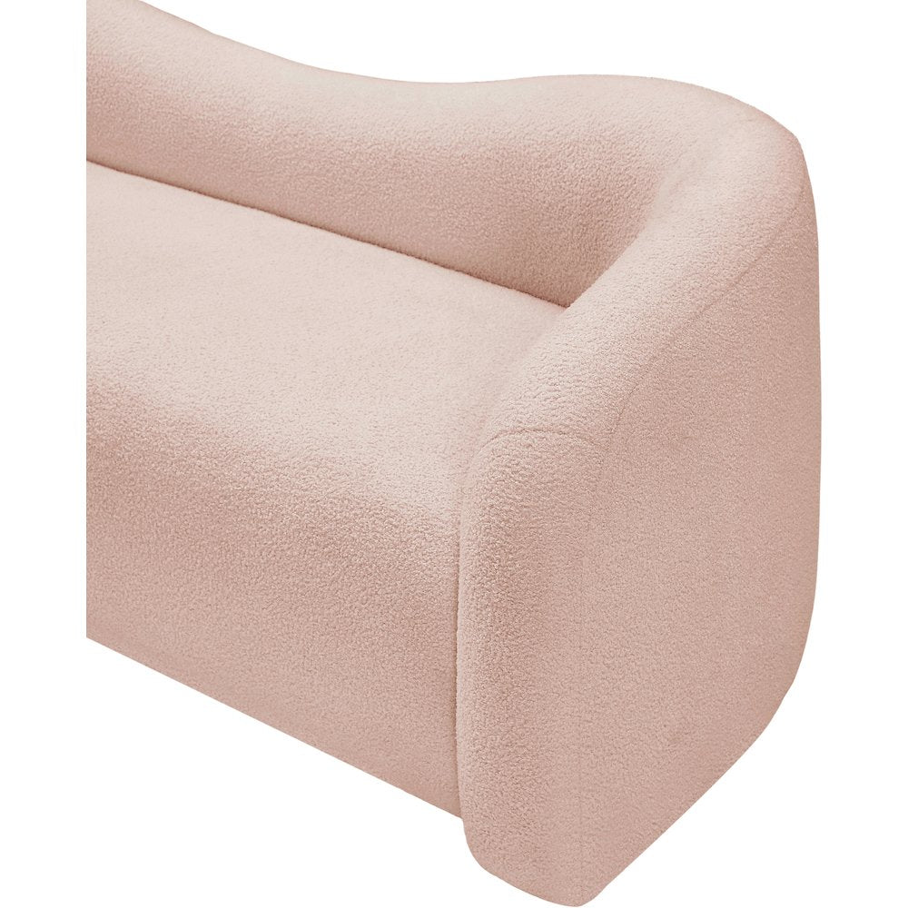 Kali Pink Faux Shearling Teddy Fabric Loveseat