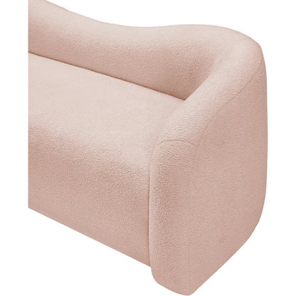 Kali Pink Faux Shearling Teddy Fabric Loveseat