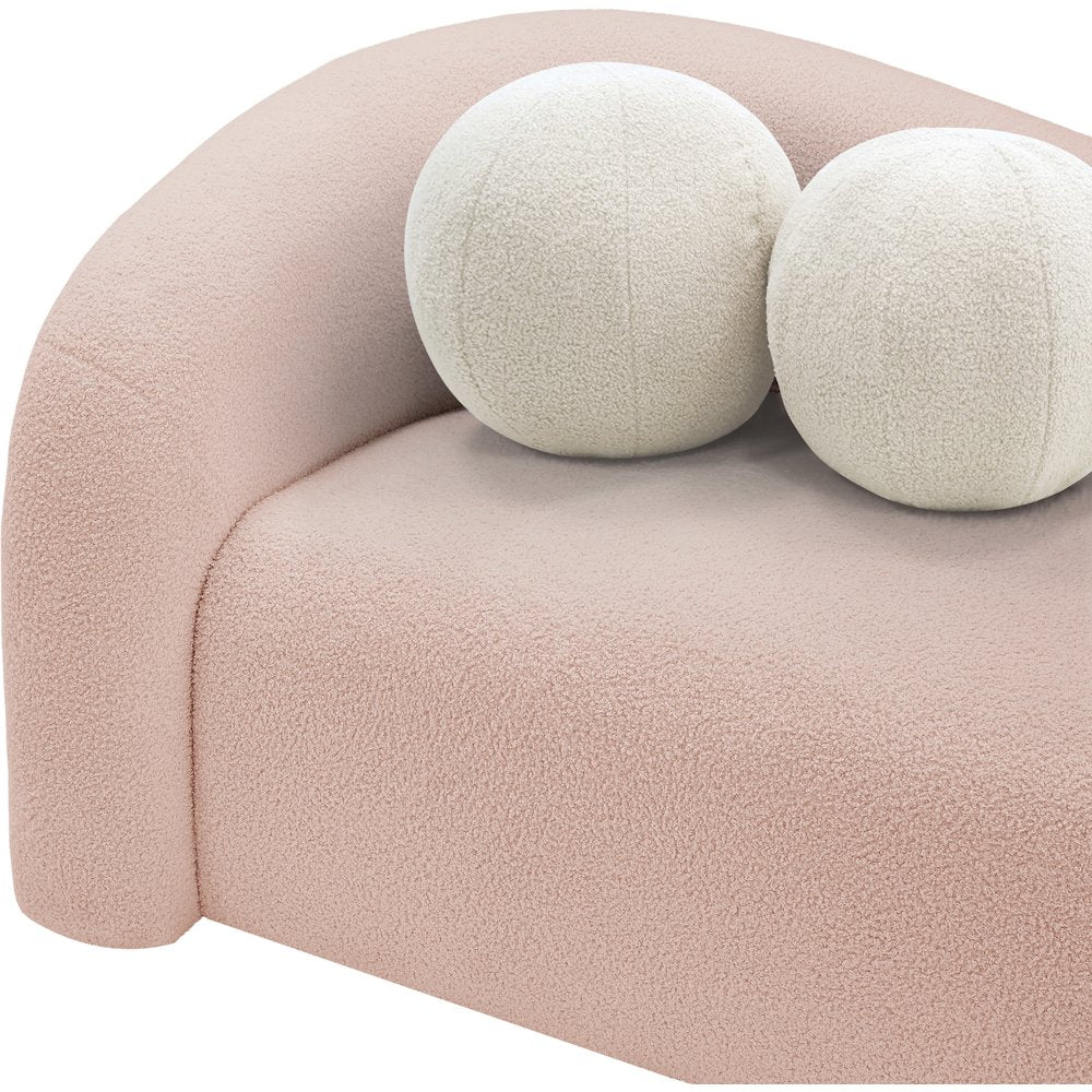 Kali Pink Faux Shearling Teddy Fabric Loveseat