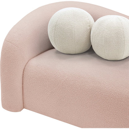 Kali Pink Faux Shearling Teddy Fabric Loveseat