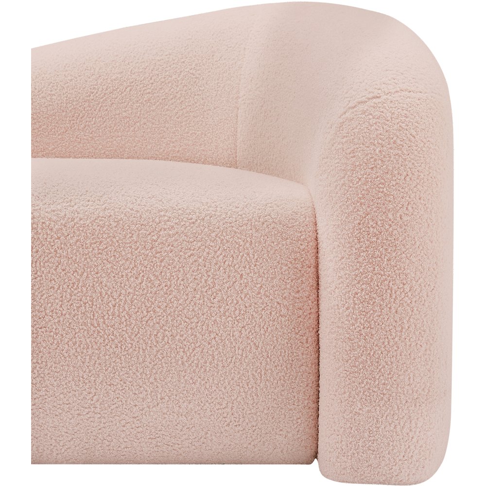 Kali Pink Faux Shearling Teddy Fabric Loveseat