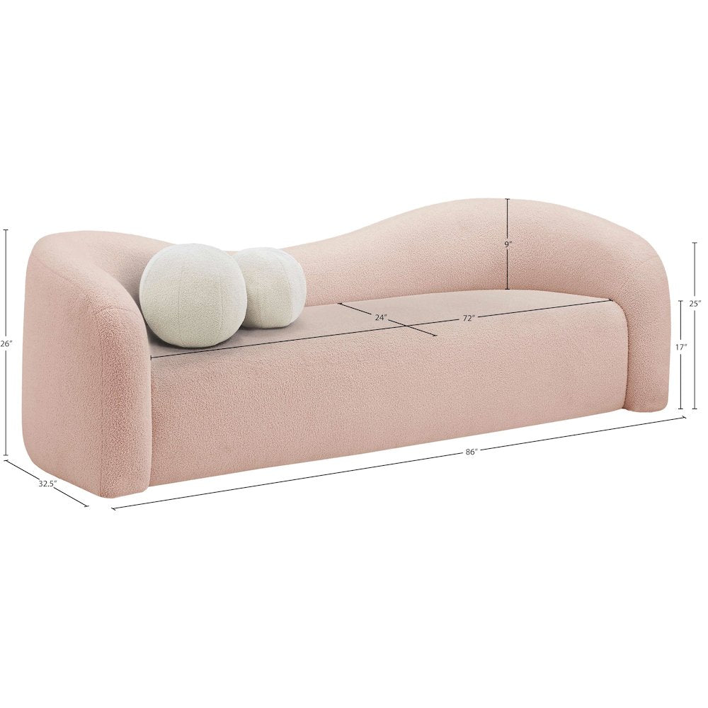 Kali Pink Faux Shearling Teddy Fabric Sofa
