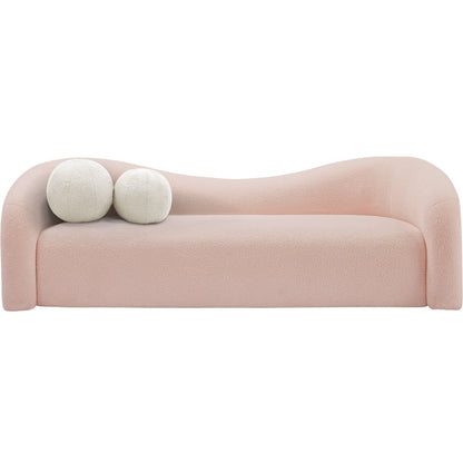 Kali Pink Faux Shearling Teddy Fabric Sofa