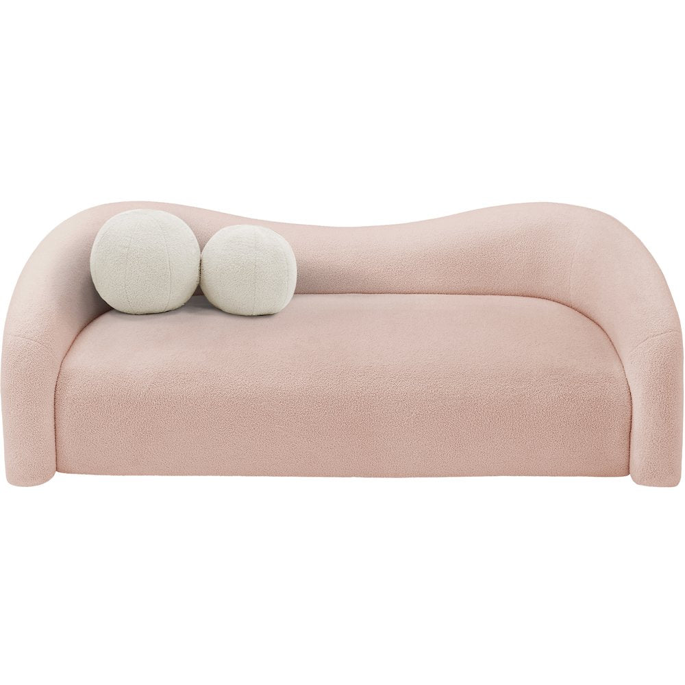 Kali Pink Faux Shearling Teddy Fabric Sofa