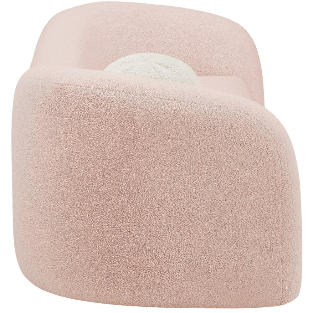 Kali Pink Faux Shearling Teddy Fabric Sofa
