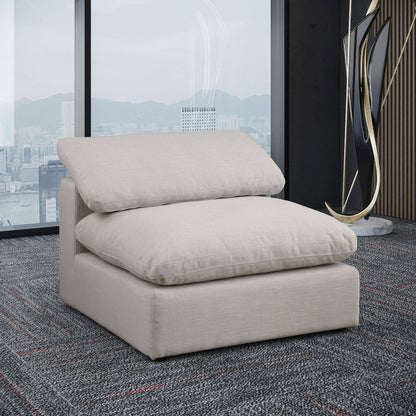 Comfy Beige Linen Textured Fabric Modular Armless Chair