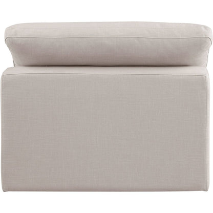 Comfy Beige Linen Textured Fabric Modular Armless Chair