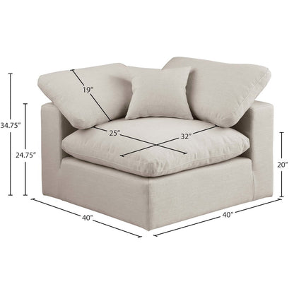Comfy Beige Linen Textured Fabric Modular Corner Chair