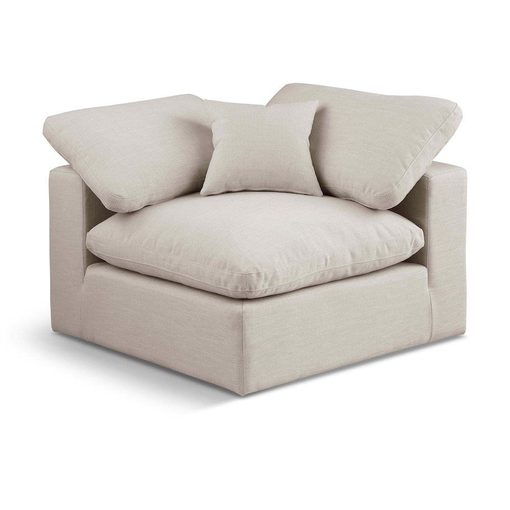 Comfy Beige Linen Textured Fabric Modular Corner Chair