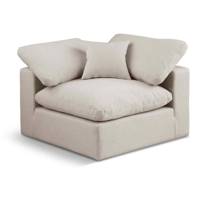 Comfy Beige Linen Textured Fabric Modular Corner Chair