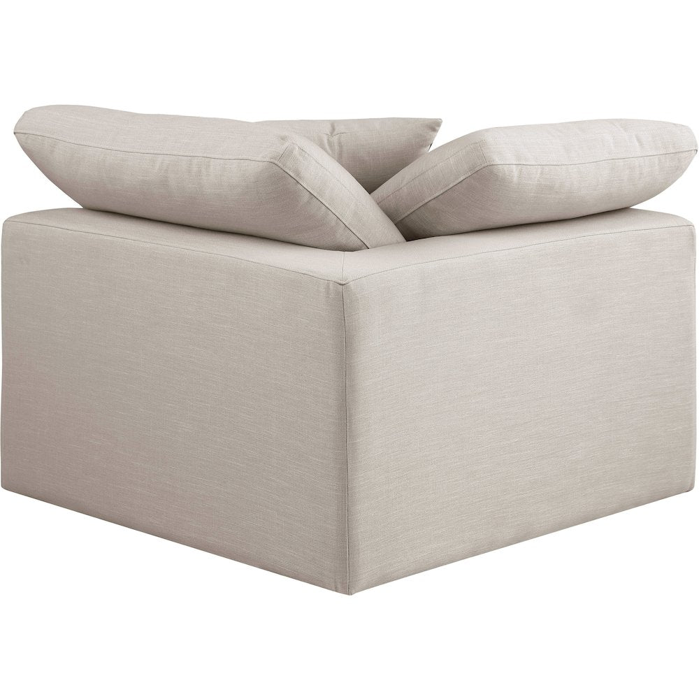 Comfy Beige Linen Textured Fabric Modular Corner Chair
